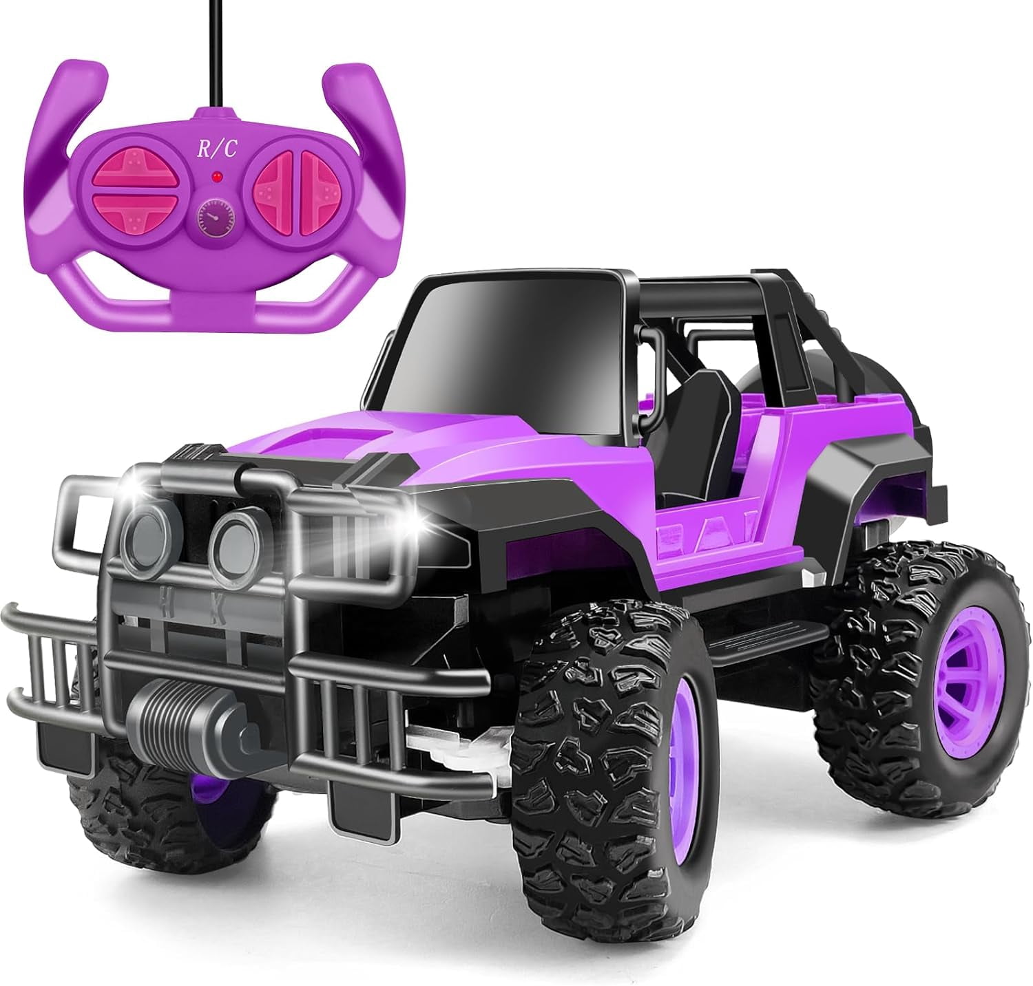 Remote Control Car RC Racing Cars, 1:20 Scale Jeep Remote Control Monster Truck, 2.4Ghz LED Light Off-Road Rc Cars,Toy (Purple)