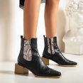 thumbnail image 2 of CEHVOM Women's Snake Print Colorblock Square Heel Side Zipper Mid Heel Knight Boots, 2 of 4