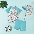 thumbnail image 2 of Akiihool Dinosaur Swim Trunks Boys Boys 2 Pieces Rash Guard Sun Protection Long Sleeve Kid Swimsuits Quick Dry Swim Shirt Trunks for Boys (Mint Green,6-12 Months), 2 of 4