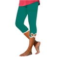 thumbnail image 1 of Pantalon Capri pour Femmes Pantalon à Jambe Grand Coupe Jambe Taille Régulière Polyester Grande Taille Pantalon Décontracté Pantalons Capri Style C-359 Vert-2 L, 1 of 1