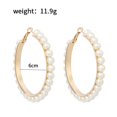 thumbnail image 2 of Hoop Earrings Dainty Fake Pearl Circle Dangle Earrings Geometric Drop Earrings, 2 of 10