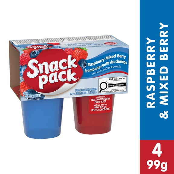 Snack Pack® Juicy Gels®framboise et Fruits des Champs Coupes de Jus de Fruits