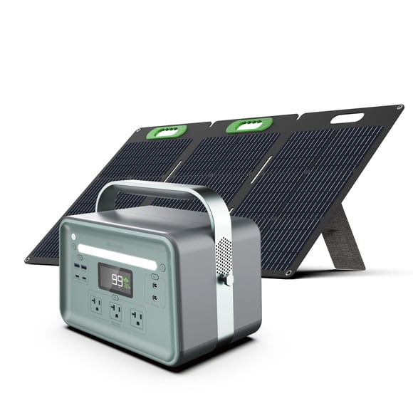 Yoshino K6SP11 9-Port Solid-State Solar Generator 602Wh, 660W with 1-Piece Solar Panel (100W) Emergency Power, Pure Sine Wave, Smart App Connect