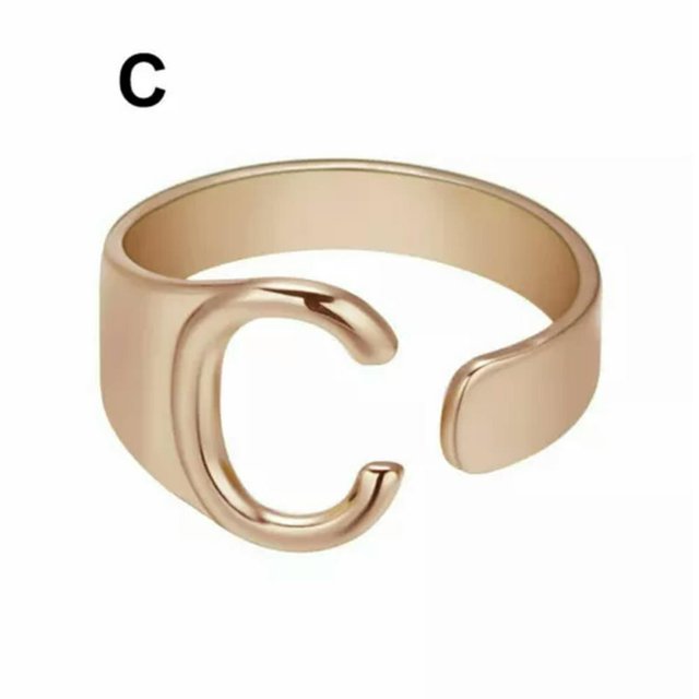 CUITING Bague Mode Ajustable Initiale Alphabet Lettre A-Z Bagues pour Femmes Bijoux-Argent C