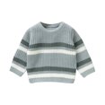 thumbnail image 1 of Chandail Rayé pour Tout-Petits 2025 Garçons Filles Manches Longues Col Rond Garde au Chaud Hauts Tricotés Gris, 1 of 3