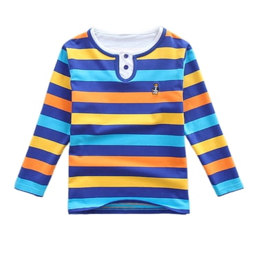 PMVFHDE T-Shirts Garçon T-Shirt pour Enfants T-Shirt à Manches Longues avec Col Design Deux Pièces pour Garçons et Filles Bleu Foncé,8-9