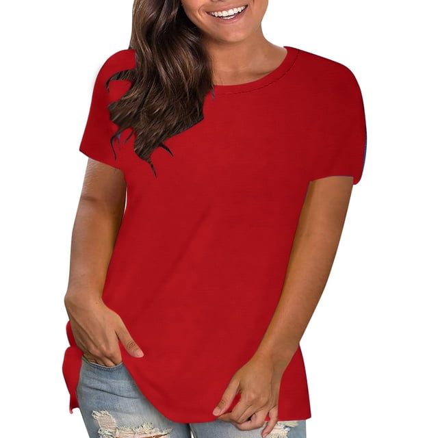 TACILIP T-Shirts pour Femmes Grande Taille à Manches Courtes Col Ras du Cou T-Shirts d'Été T-Shirts Décontractés Hauts pour l'École et le Bureau Tenues Mode
