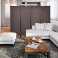 thumbnail image 4 of Patiojoy 5.6Ft Tall Folding Room Divider Freestanding 4-Panel Privacy Screen w/Iron Frame Coffee, 4 of 10