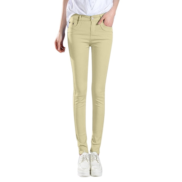 Kcodviy Women High Rise Jean Womens Casual Pants for Work Classic Solid Color Ankle Plus Size Women Casual Pants Jeans Casual Regular Tight Pants Women Casual Fitting Jeans