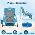 thumbnail image 2 of Folding Low Beach Chair, Portable Reclining Chaise de Plage Compacte Voyage with Cup Holder & Carry Bag, Blue for Beach, Camping, Festival, 2 of 6