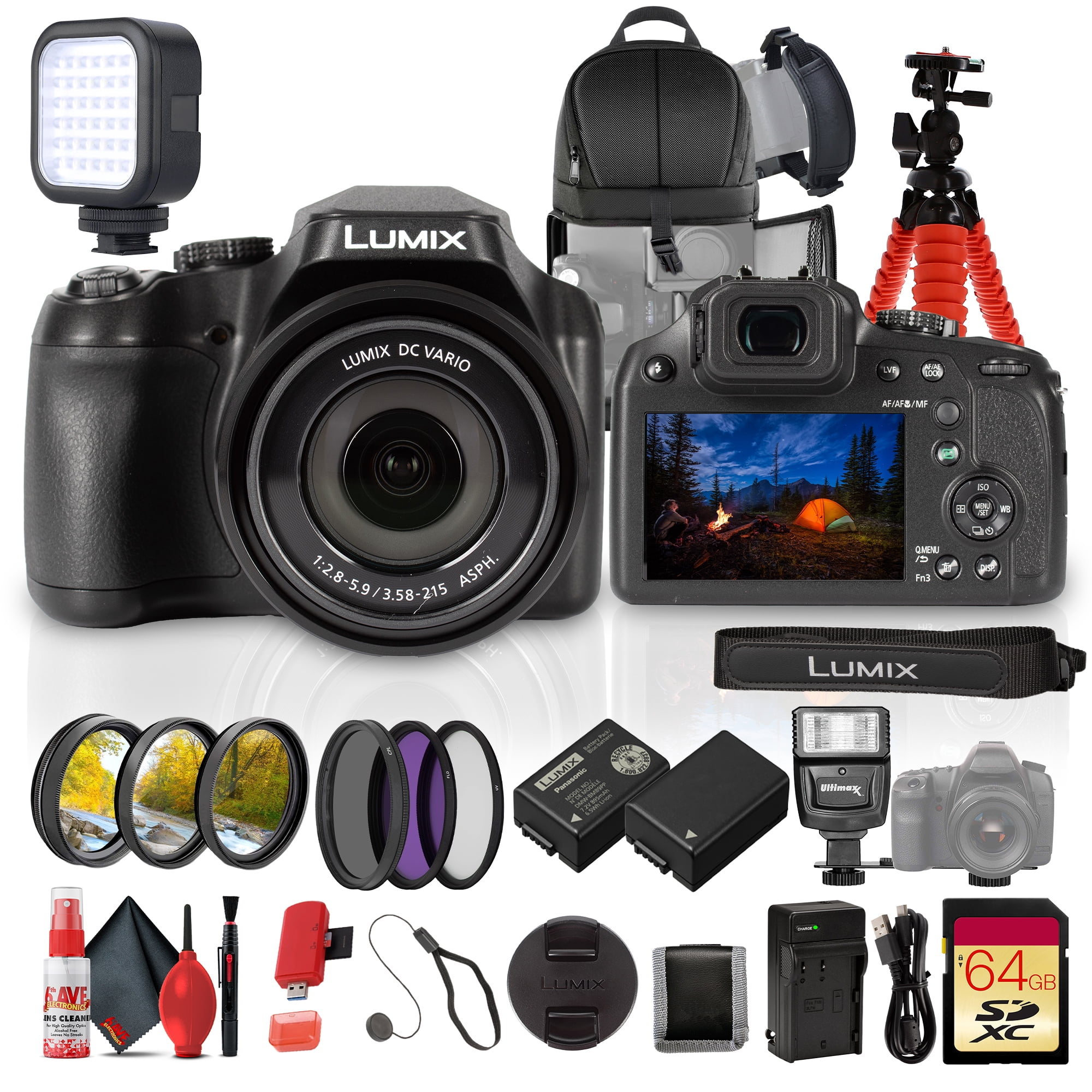 【8個セット】Panasonic LGB 11058B CE1 Panasonic Lumix FZ85D / FZ80D Digital Camera 18.1MP MOS Sensor 60x