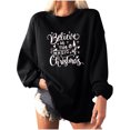 thumbnail image 1 of Women Christmas Print Loose O-Neck Long-Sleeved Fleece Oversized Sweatshirt Pullover, 1 of 1
