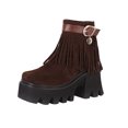 thumbnail image 2 of Bottines pour Femmes en Suède à Talons Hauts Épais à Semelle Épaisse avec Franges pour l'Automne et l'Hiver, 2 of 9