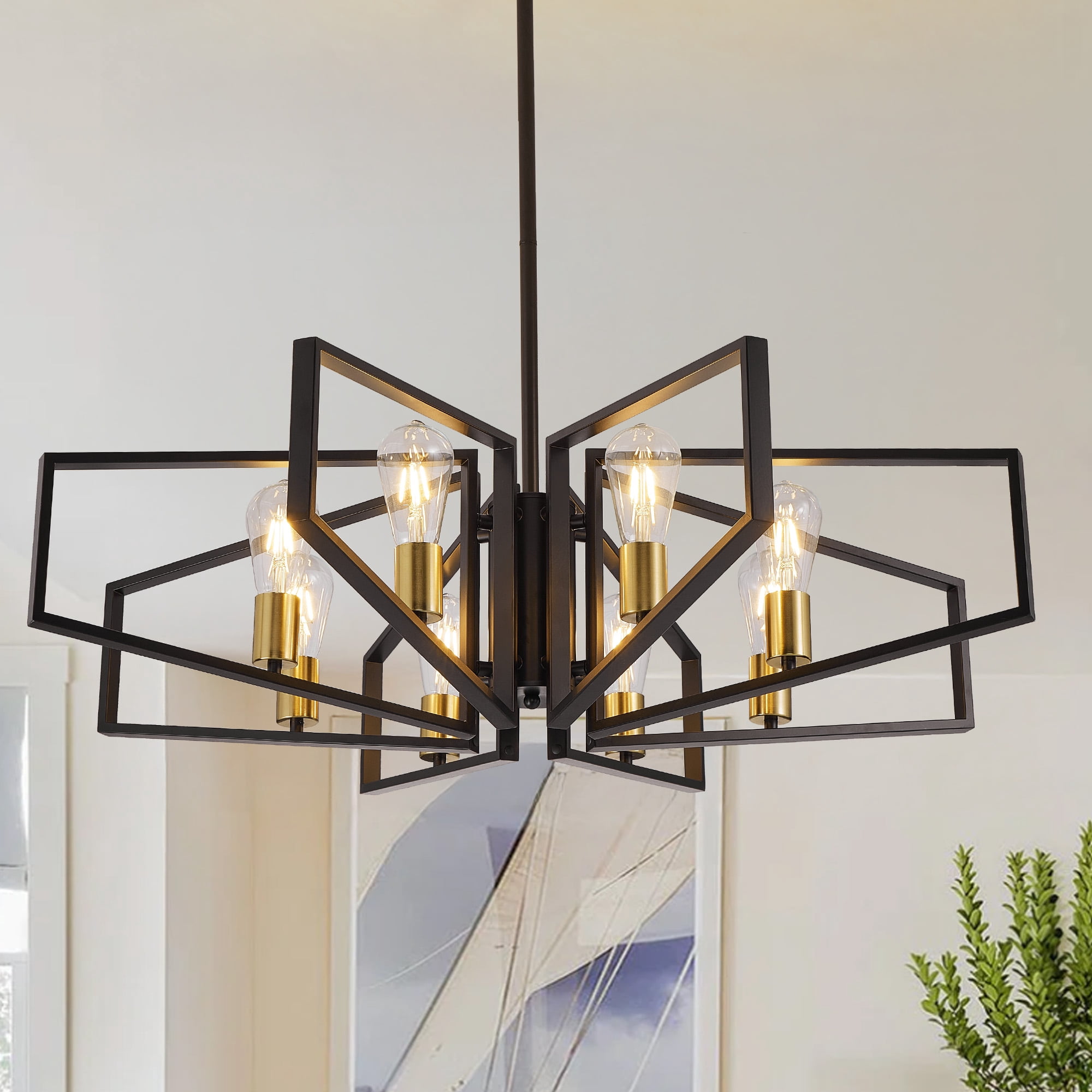 LovingAHome 8-Light Chandelier Lighting for Dining Room Living Room Adjustable Height Pendant Lighting