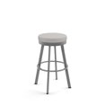thumbnail image 1 of Amisco Swice 26 in. Swivel Counter Stool - Light Grey Polyester / Glossy Grey Metal, 1 of 5