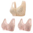 thumbnail image 1 of Bigersell Front Closing Bra 3pcs Wire-Free Bra Style R-13 Breathable Support Bras Pack R-13-khaki, 1 of 5