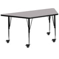 thumbnail image 1 of Mobile 29.5''W x 57.25''L Trapezoid Grey Thermal Laminate Activity Table - Height Adjustable Short Legs, 1 of 5