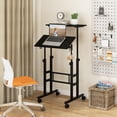 thumbnail image 2 of Giantex Bureau Debout Mobile, Bureau Réglable en Hauteur Assis-Debout, Bureau Portable pour Ordinateur Portable, Poste de Travail Informatique à 2 Niveaux pour Bureau à Domicile, Noir, 2 of 9