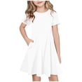thumbnail image 2 of NTACZA Robe Midi pour Filles à Manches Courtes, Robe T-Shirt Décontractée, Robes T-Shirt pour Enfants, Ample et Fluide, Robe de Plage 7 Ans, 2 of 7