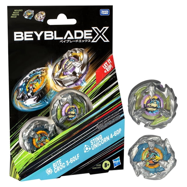 Beyblade X Bite Croc 3-60LF and Sting Unicorn 4-60P Top Dual Pack