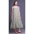 thumbnail image 2 of Bimba Chemises de Nuit en Coton Gris Pâle à 2 Feuilles et Fleurs Imprimées pour Femmes, Robe Sans Manches, Tenue de Nuit, Robe Maxi, Petit, 2 of 6