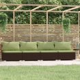 thumbnail image 1 of vidaXL 4-Seater Sofa with Cushions Brown Poly Rattan, 1 of 5
