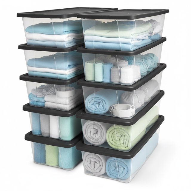 Homz Snaplock Bac de Rangement Organisateur Transparent 6 Qt avec Couvercle (Lot de 10)