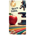 thumbnail image 2 of Back to School Themed Banner with Apple Pencils Microscope and Light Bulb Elements Background Party Decorations for School Events Classroom Decor Photo Backdrop, 2 of 4
