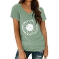 thumbnail image 5 of WTXUE T-Shirts à Manches Courtes, Chandails à Col Rond pour Femmes T-Shirts à Col en V pour Femmes Légers et Doux T-Shirts d'Été Décontractés Hauts pour Femmes Grande Taille Vert P, 5 of 5