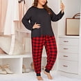 thumbnail image 4 of 2025 Femmes Grande Taille à Carreaux Combinaison Pyjama pour Femmes Imprimé Tenue d'Intérieur Pantalon Long Pyjama pour Maman Deux Pièces, 4 of 8