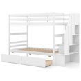 thumbnail image 2 of Costway Lit Superposé Simple sur Simple avec Escaliers de Rangement et Tiroirs Garde-Corps Pleine Longueur Blanc, 2 of 10