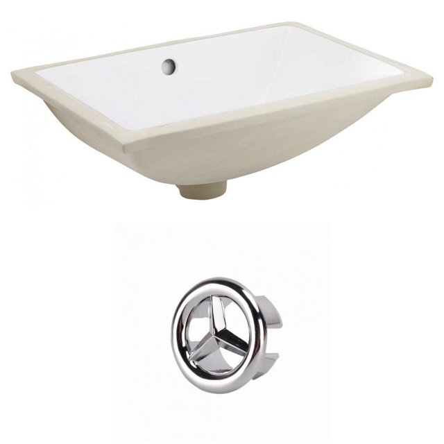 18.25-in. W CUPC Rectangle Bathroom Undermount Sink Set In White - Chrome Hardware AI-20461