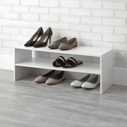 Mainstays 31" 2-Tier Stackable Shoe Rack, White