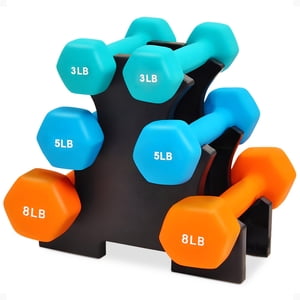 BalanceFrom 32 lb Ensemble de poids de hexagone enduit de néoprène avec support, codé en couleur BalanceFrom 32 lb Ensemble de poids de hexagone enduit de néoprène avec support, codé en couleur