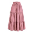thumbnail image 1 of Besolor Maxi Skirts for Women 2025 Summer Elastic Waist Drawstring Ruffle Tiered a Line Flowy Beach Long Skirt, 1 of 4