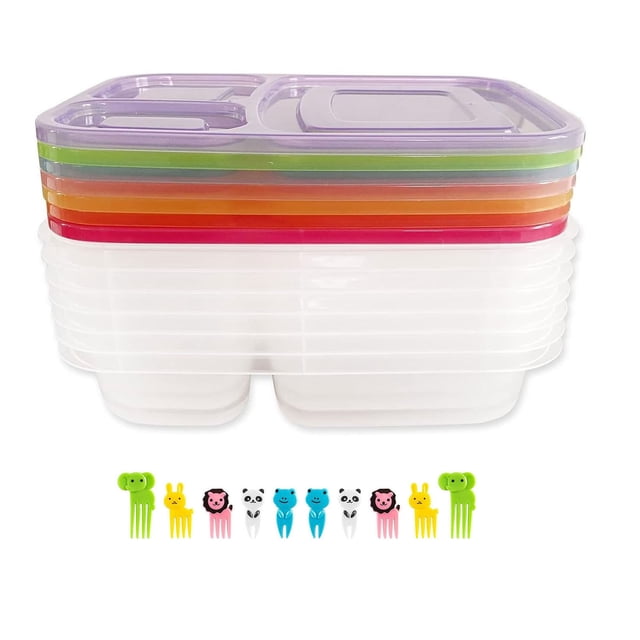 TIMIFIS Divided Dinner Plate 5Pc/7Pc Food Grade Compartment Lunch Box Plastic Fresh-Keeping Lunch Box with Lid Microwave Heating Lunch Box Meal Prep Containers Kitchen Gadgets