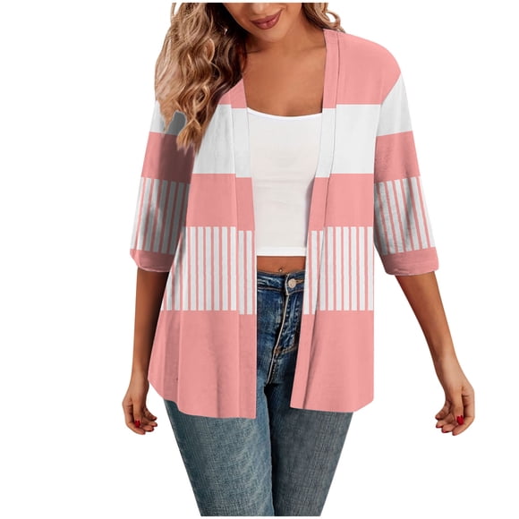 Pink Women Lounge Tshirts 3/4 Sleeve Tee Tops for Women Spandex Print Loose Fit Cardigan Winter Fall Tee Shirt 2025 Clothes Country Concert L