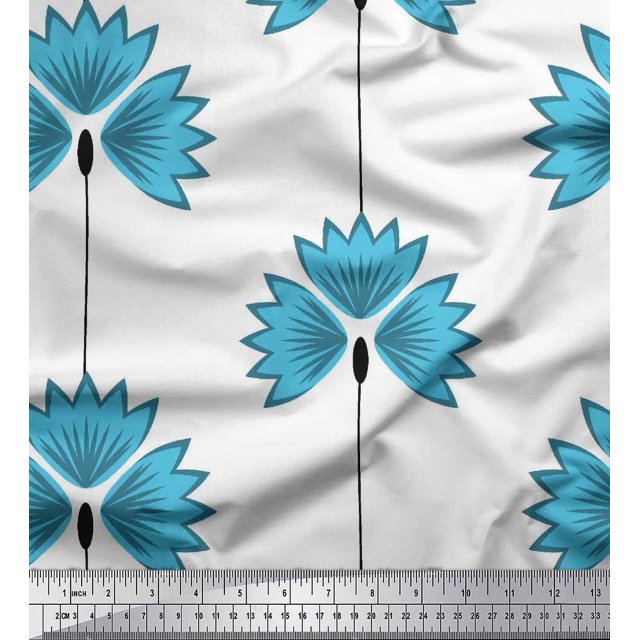 Soimoi polyester Crepe Fabric Artistic Floral Print Sewing Fabric Yard 52 Inch Wide