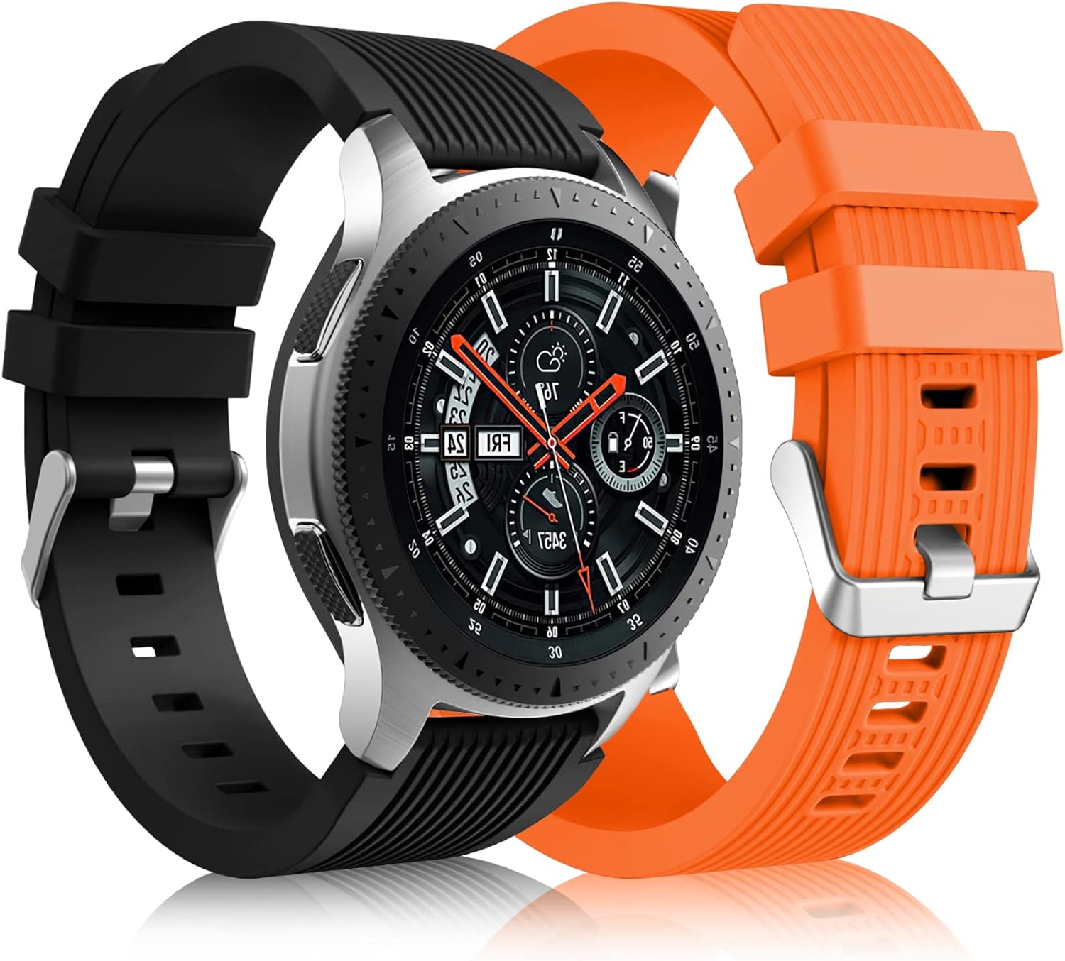 PINHEN 2 Pack Compatible for Samsung Galaxy Watch 3 Band 45mm/Galaxy Watch Band 46mm/Gear S3 Frontier, 22mm Smart Watch Band Silicone Casual Straps Accessories for Men Women