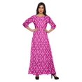 thumbnail image 1 of Moomaya Robe Longue Évasée Imprimée pour Femmes Manches 3/4 Col Rond Tenue Décontractée, 1 of 3