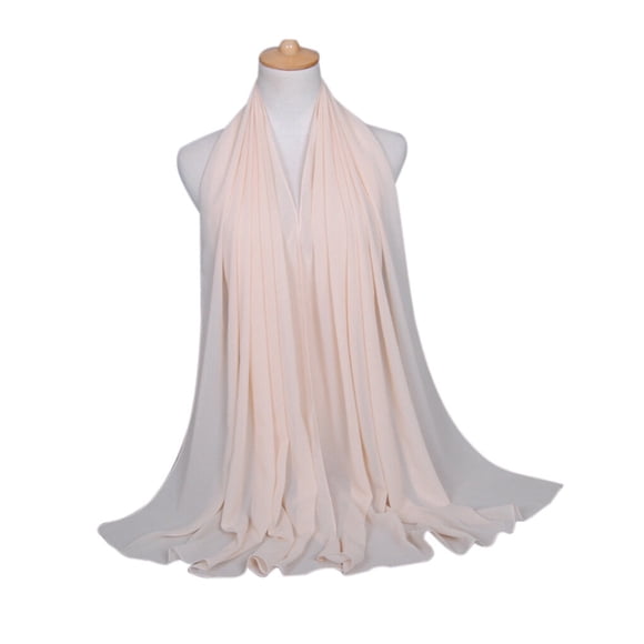 Pearl Chiffon Women Hijab Soft Bubble Wrap Head Scarf Monochrome Ethnic Scarf Shawl