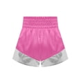 thumbnail image 4 of Xnihocha Unisex Kids Satin Boxing Shorts Metallic Color Block Boxer Kickboxing Muay Thai Training Trunks Hot Pink&Silver 14, 4 of 5