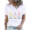 thumbnail image 1 of Pompotops Women Crewneck T Shirts Easter Rabbit Print Tees Short Sleeve T Shirt Blouse Tops, 1 of 9