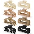 thumbnail image 1 of Large Long Hair Clips, Strong Hold Rectangular Hair Clips for Thick Thin Curly Hair, Matte Neutral Giant Durable Claw Clips, 90's Vintage Claw Clips 8 Pack, 1 of 8