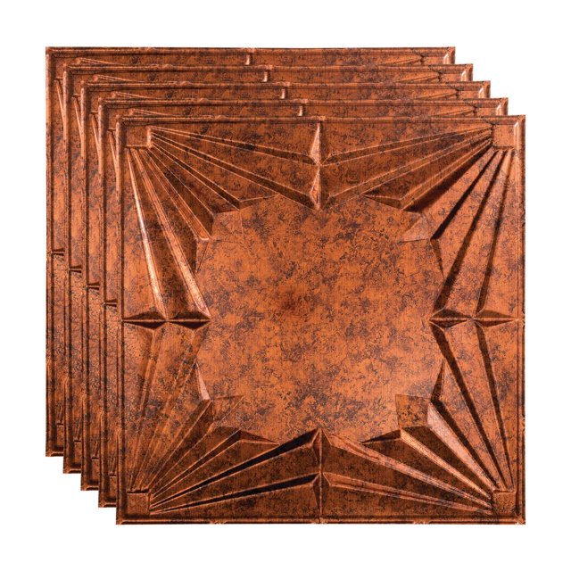 Fasade Art Deco Vinyl 2ft x 2ft Lay in Ceiling Panel Moonstone Copper 5 Pack