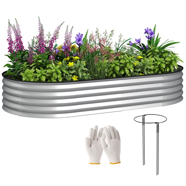 Outsunny Raised Garden Bed, 6' x 3' x 1' Galvanized Planter Box, Silver