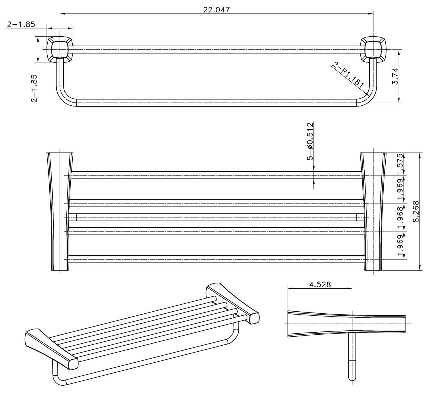 Avanities 24 pouces Porte-serviettes à une tige en chrome AI-34605