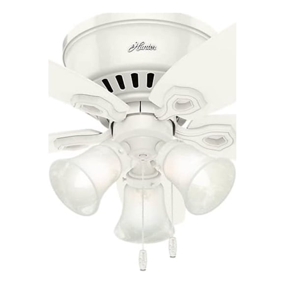 Hunter Builder Low Profile 42" Ceiling Fan with LED Lights and Pull Chain, White