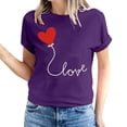 thumbnail image 2 of Meichang Hauts pour Femmes T-Shirts de la Saint-Valentin T-Shirts de Fête à Col Rond T-Shirts à Imprimé Cœur d'Amour T-Shirts à Manches Courtes Jolis Tees Blouses en Liquidation, 2 of 5