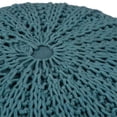 thumbnail image 4 of Pouf Rond Bohème en Tricot à la Main Shelby en Coton Sarcelle, 4 of 5